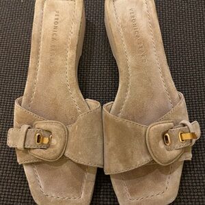 Veronica Beard Women's Davina Slide suede Sandals Color Sand Size 7